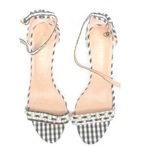 Madden Girl gingham heels with pearls sz 10